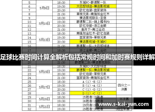 足球比赛时间计算全解析包括常规时间和加时赛规则详解 足球比赛时间计算全解析包括常规时间和加时赛规则详解